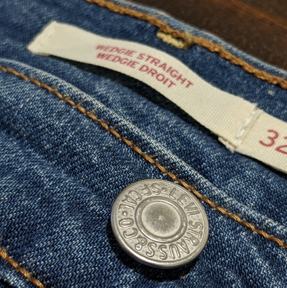 Levi’s Wedgie Jeans Straight Leg High Rise Button Fly Blue Size 32 - Picture 5 of 6